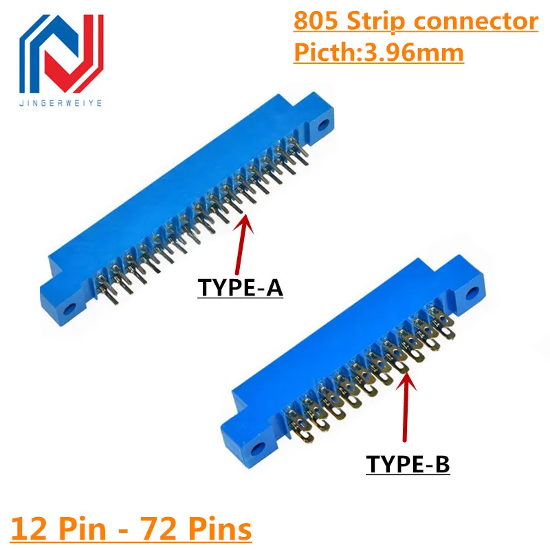 2PCS 805 Strip connector 3.96mm Pitch 12/16/20/24/30/36/44/56P/72 pin PCB Mount Card Edge Connector socket 16P 20P 30P 36P 44P