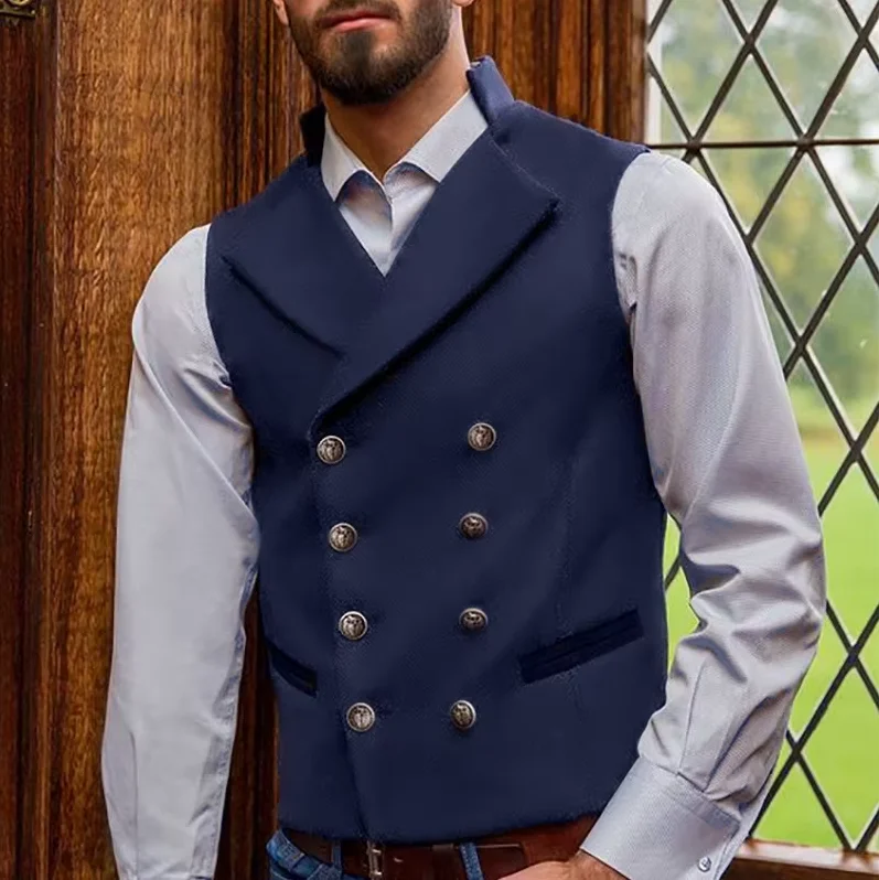 

Мужской костюм, жилет, замшевый жилет в стиле ретро, двубортный жилет, двубортный жилет в стиле стимпанк