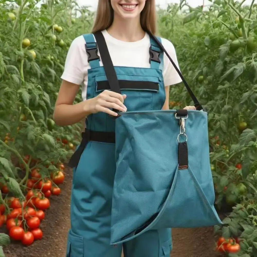 

Washable Large Fruit Picking Bag Adjustable Strap Portable Fruits Gathering Pouch Large Capacity Bottom Opening