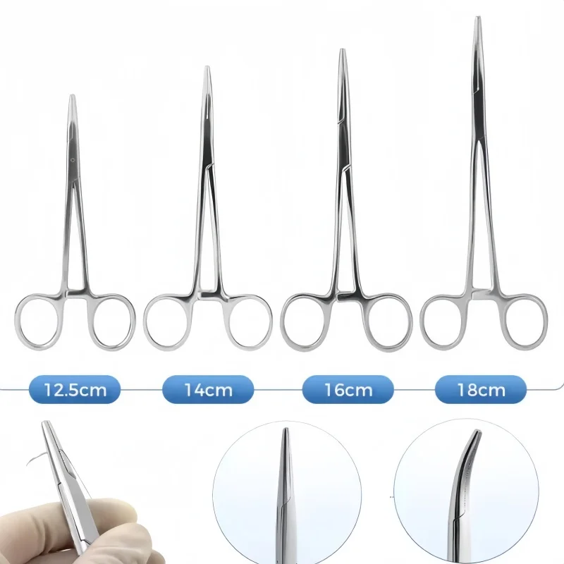 1PCS Medical Stainless Steel Scissors Vascular Forceps Surgical Suture Pliers Straight Head Elbow Hemostat Dentist Scissors