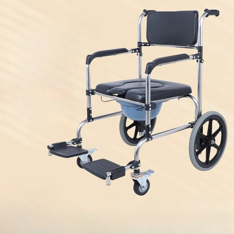 

‌Rolling Commode Chair with Wheels, Non-Slip Mobile Shower Seat, Heavy Duty Foldable Bath Bench, Safety Toilet Stool for Elderly