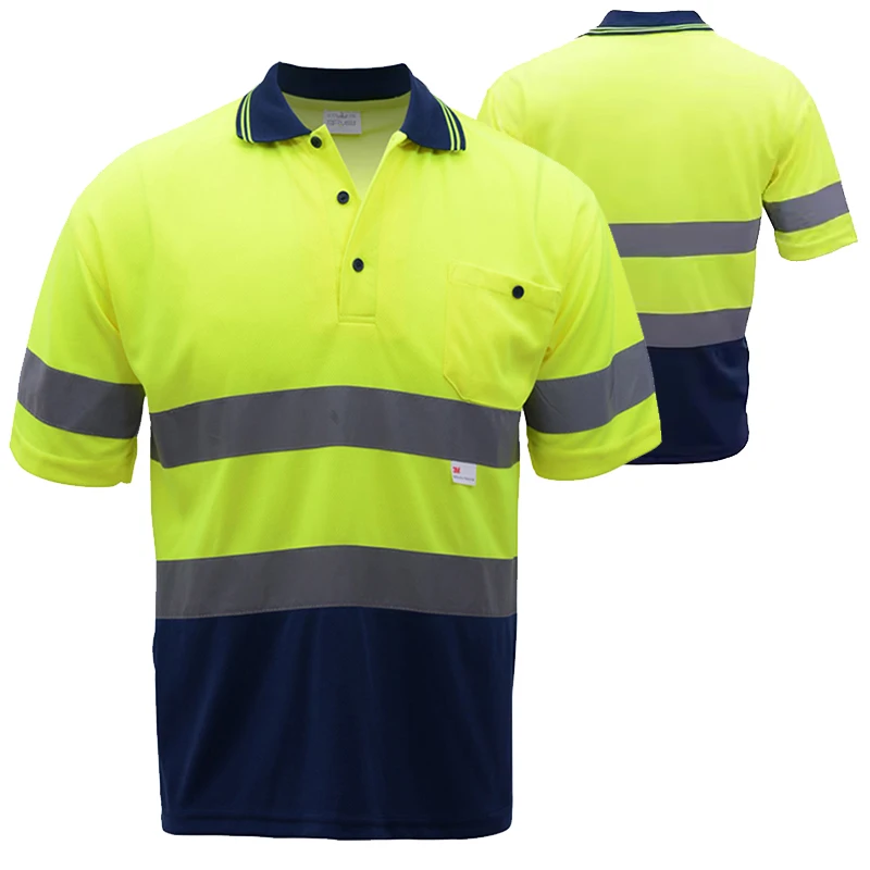 Reflective Safety Shirt Summer Quick Drying Short Sleeved T-shirt Protective Clothes For Hi Vis Construction Workwear Polo Shirt