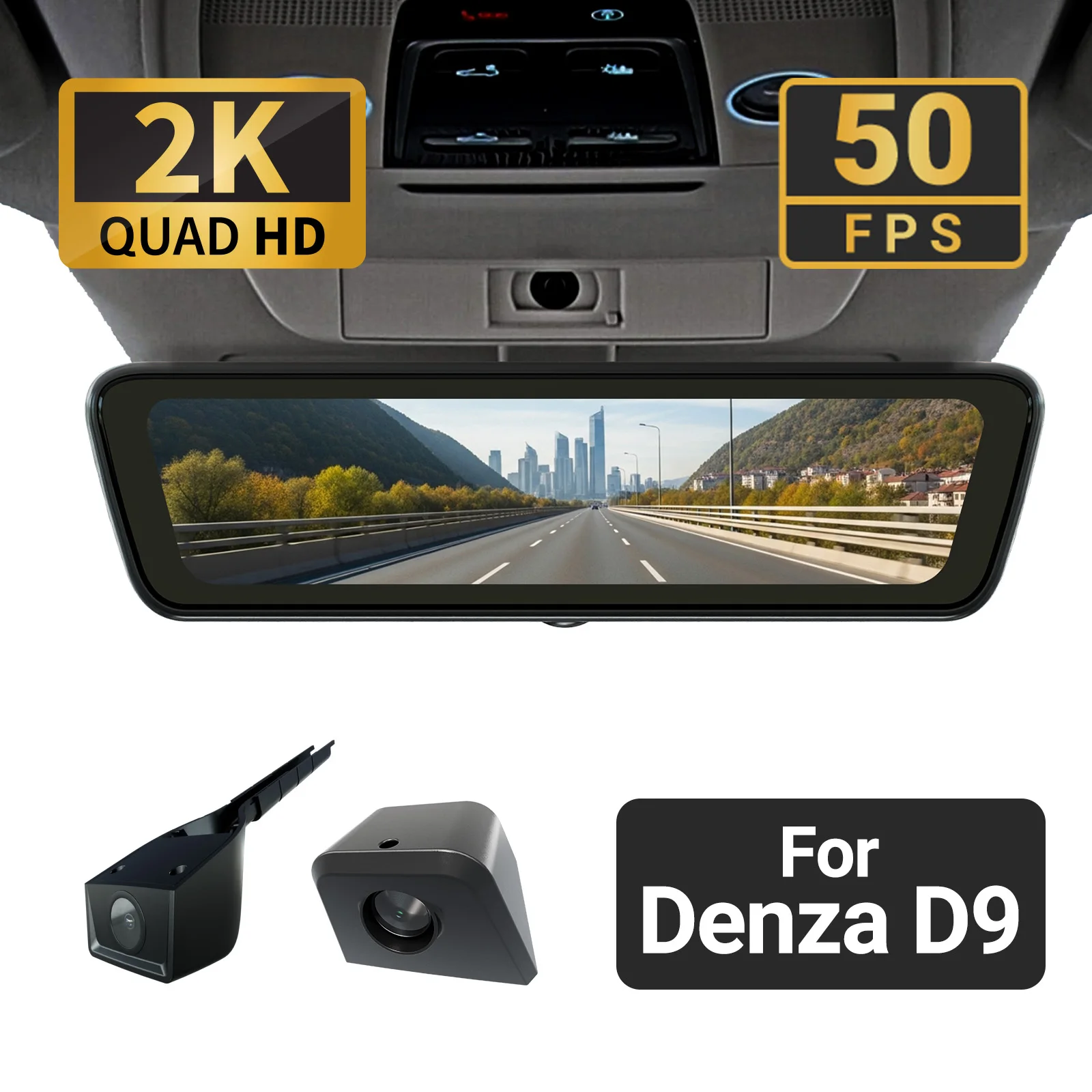 Sinjet for Denza D9 Separated-type Rearview Digital Streaming 2K Car Camera 8.2 Inch Full Screen H8 Pro Mirror Dash Camera