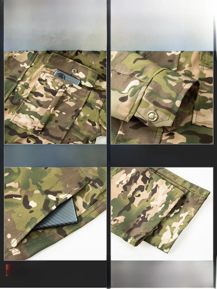 Men's Camouflage orm Set New Wear Resistant Labor Protection Workwear Spring Autumn Anti Tear Outdoor Military Training U...
