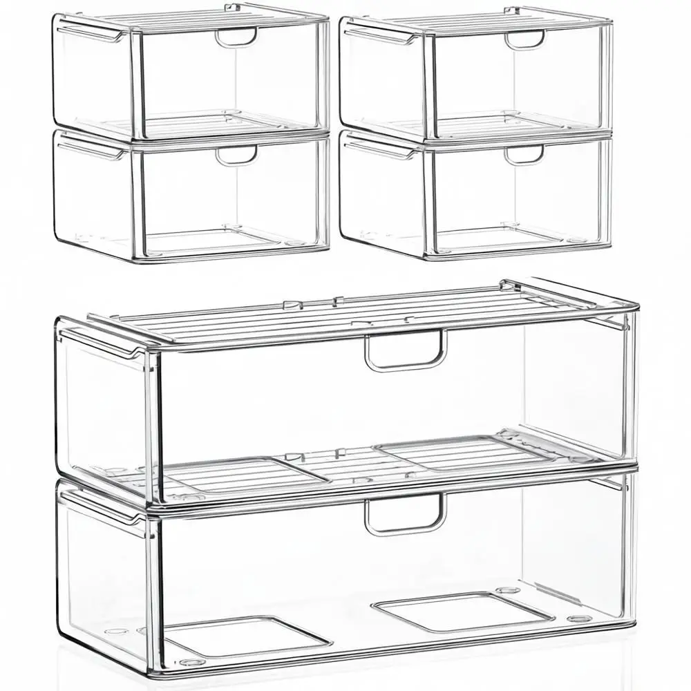 

Набор акриловых органайзеров для косметики, 6 штук, прозрачные пластиковые контейнеры для хранения косметических принадлежностей, для туалетного столика, ванной комнаты, шкафа, кладовой.