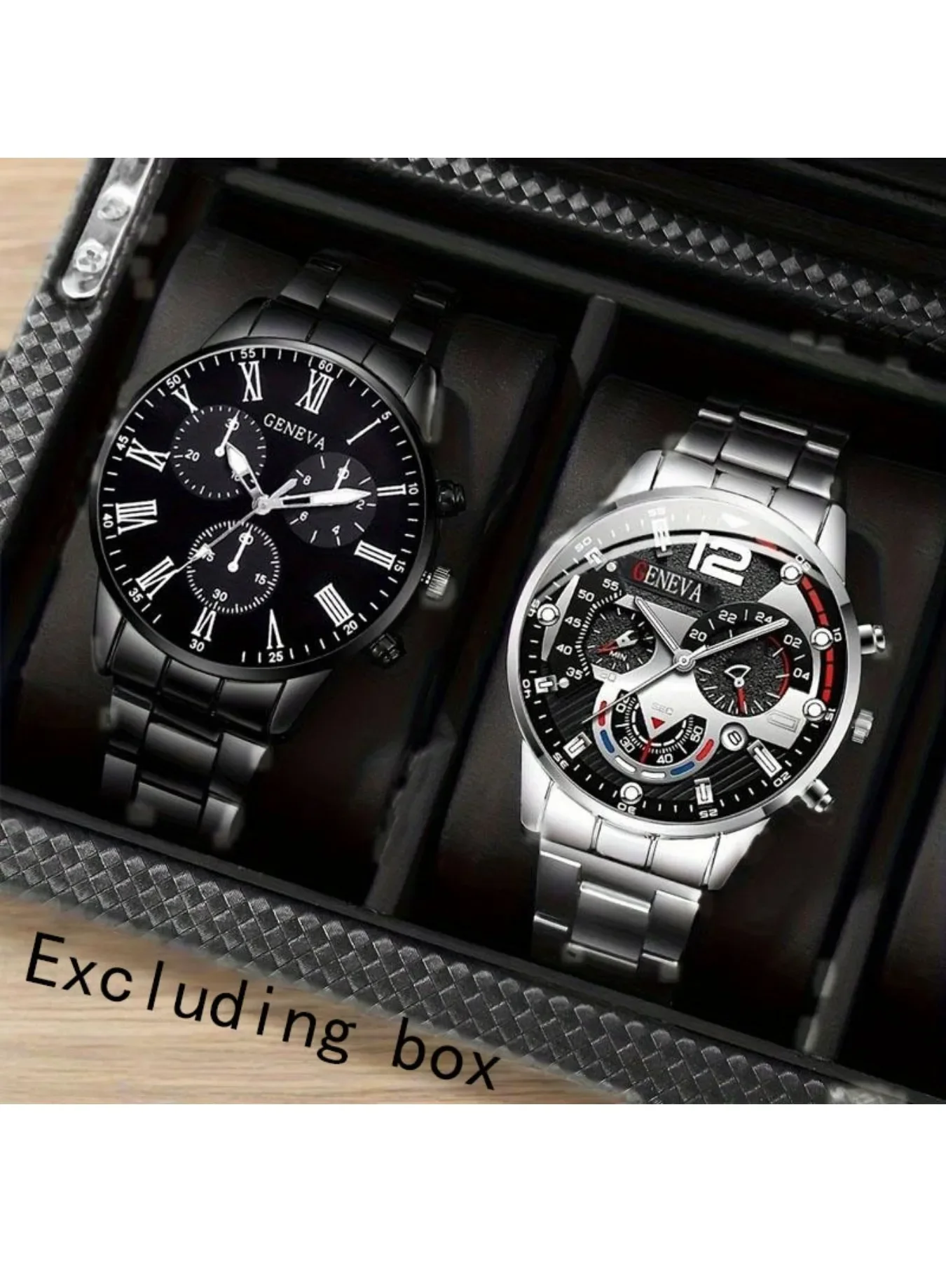 2-piece personalized dial quartz fashionable casual temperament business steel strip men's watch versatile watch