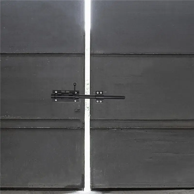 A58Z Heavy Duty Slide Bolt Gate with A Padlock, Horizontal Bolt Floor Hardware and Lockable (Black,10 Inch)