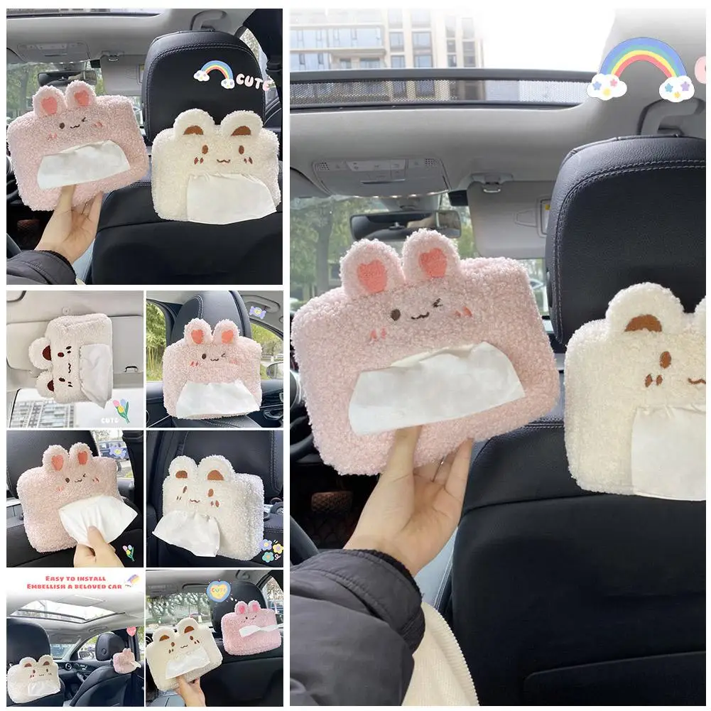 

Universal Cartoon Car Tissue Box Plush Animals Seat Back Storage Interior Case Accessories Decoration Car Tissue X6K6