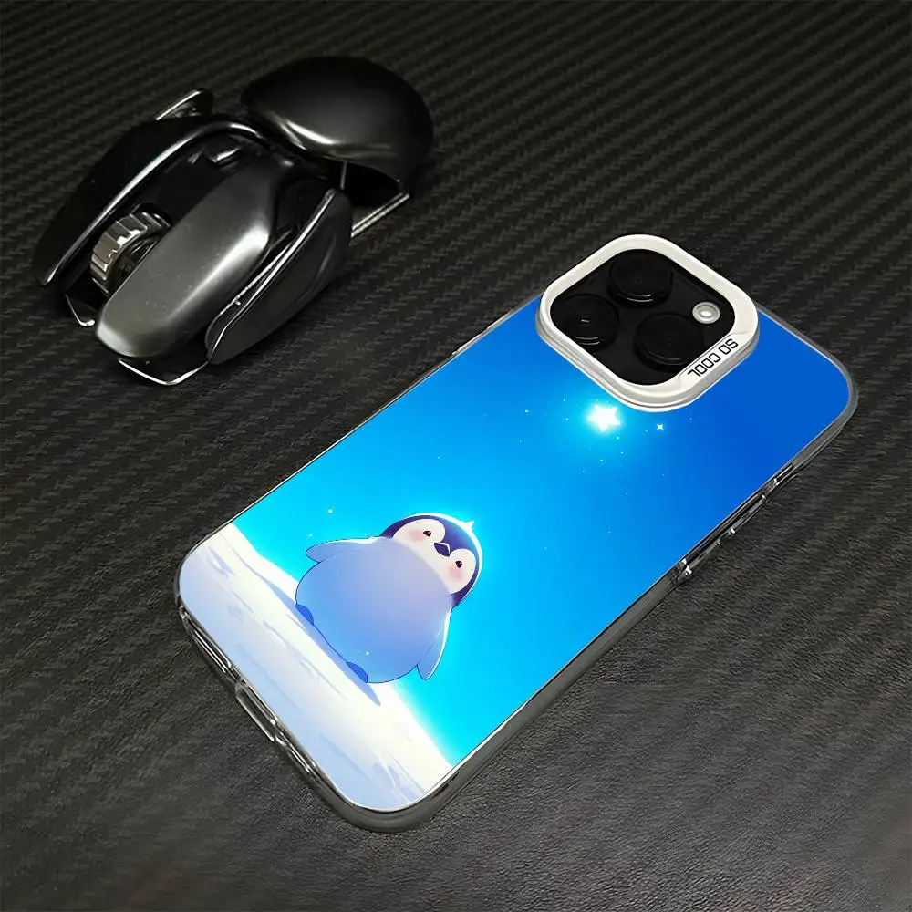 Coque de téléphone pingouin Animal pour iPhone 16,15,14,13,12,11,Mini,Pro,MAX, blanc mat, antichoc