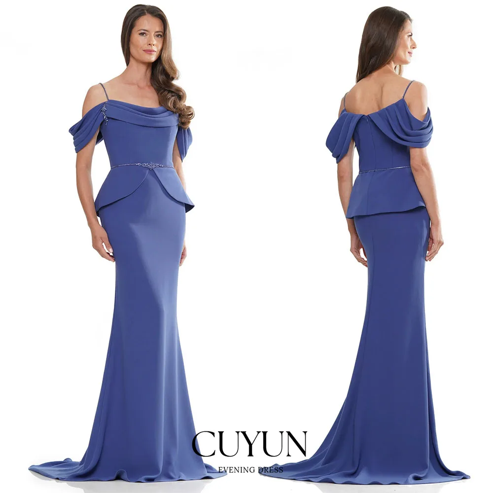 

CUYUN Customized Formal Evening Dresses 2026 Spaghetti Straps Off the Shoulder Formal Dinner Dress Women Special Occasion Gown