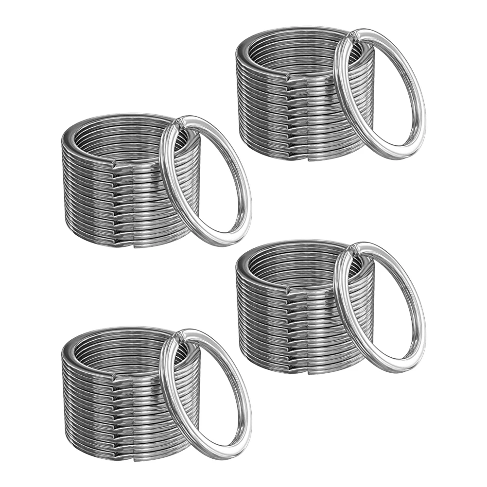 

100 Pcs Round Keychain Metal Sturdy Iron Split Keychains Craft Jewelry Components Portable Simple Style Key for Home