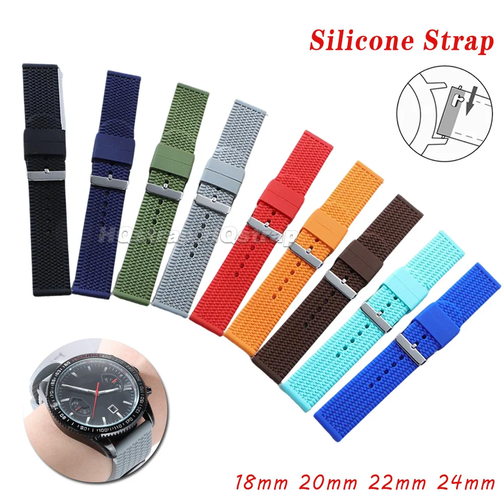 Premium Silicone Watch Band 18mm 20mm 22mm 24mm for Amazfit Strap for Seiko for Omega Quick Release Rubber Universal Wristband