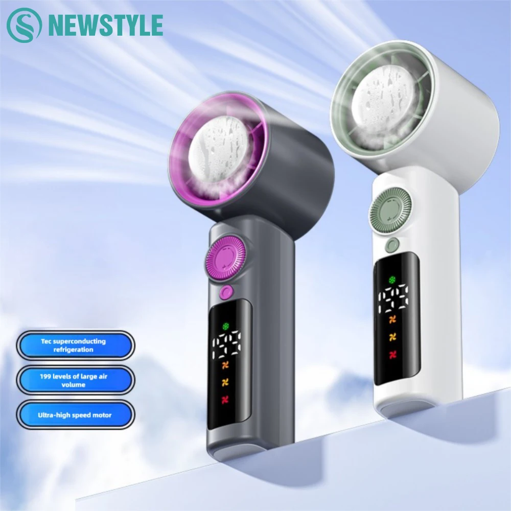 

Высокоскоростной ручной вентилятор, 199 скоростей, портативный охладитель льда, цифровой дисплей, турбовентилятор, легкий перезаряжаемый, для летних путешествий на открытом воздухе