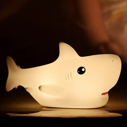 Night Light Adorable Appearance Creative Shape Decorative Lovely Cartoon Shark LED Lamp Bedside Light Decor Shark Night Lamp