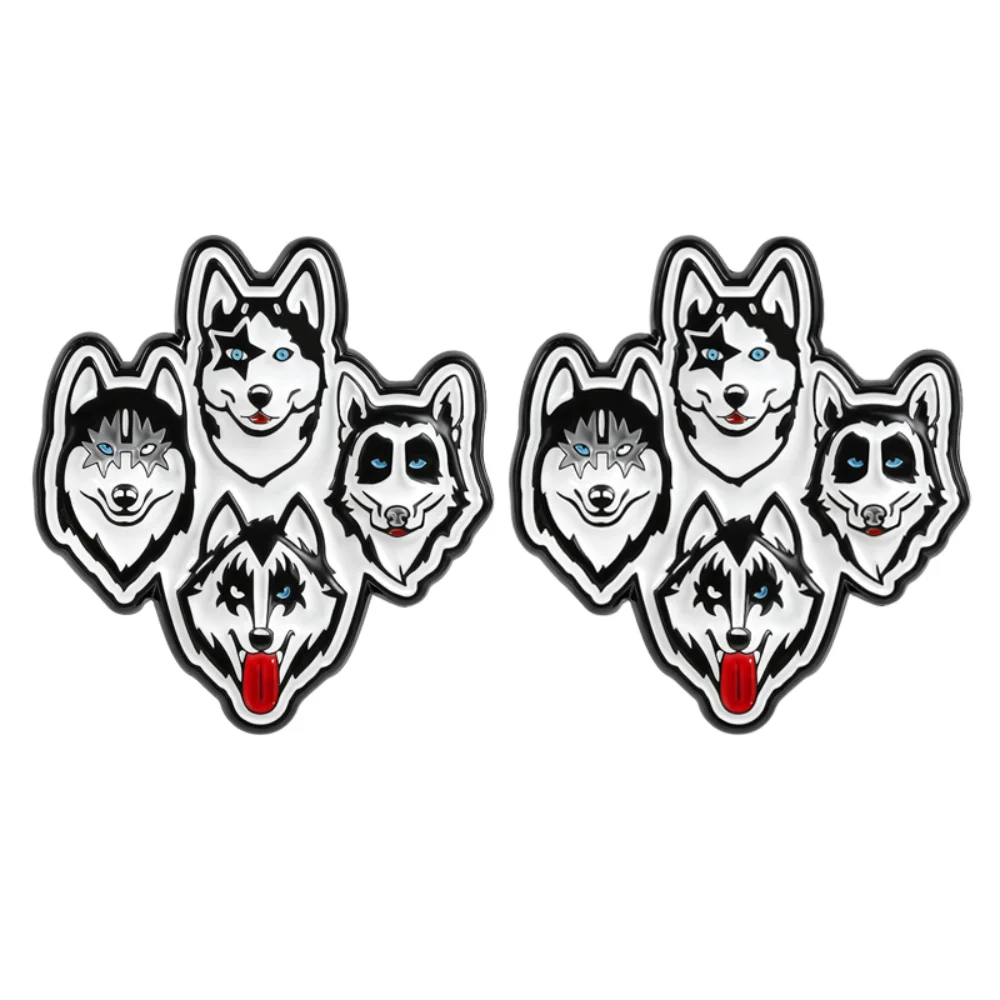 Punk Style Husky Four Headed Enamel Brooch Husky Dog Brooches Bag and Clothing Decoration Pin Decoration Accessory