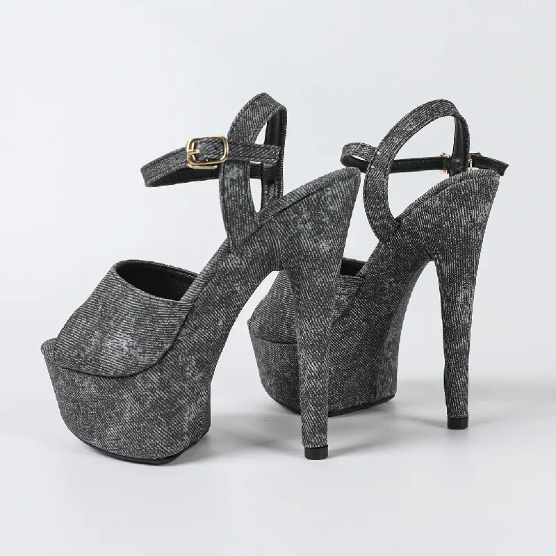 Shoes for Women Summer Buckle Strap Women's Sandals Fashion Design Open Toe Stiletto High Heels Nightclub Stripper Shoes Zapatos