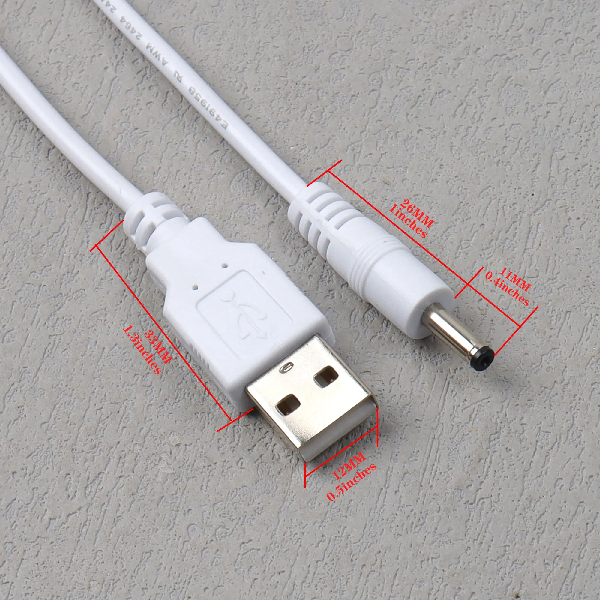 【LANO】1M White/Black USB to DC3.5×1.35mm Male Power Supply Cable Perfect for Small Electronics with DC 3.5×1.35mm Power Port Spe