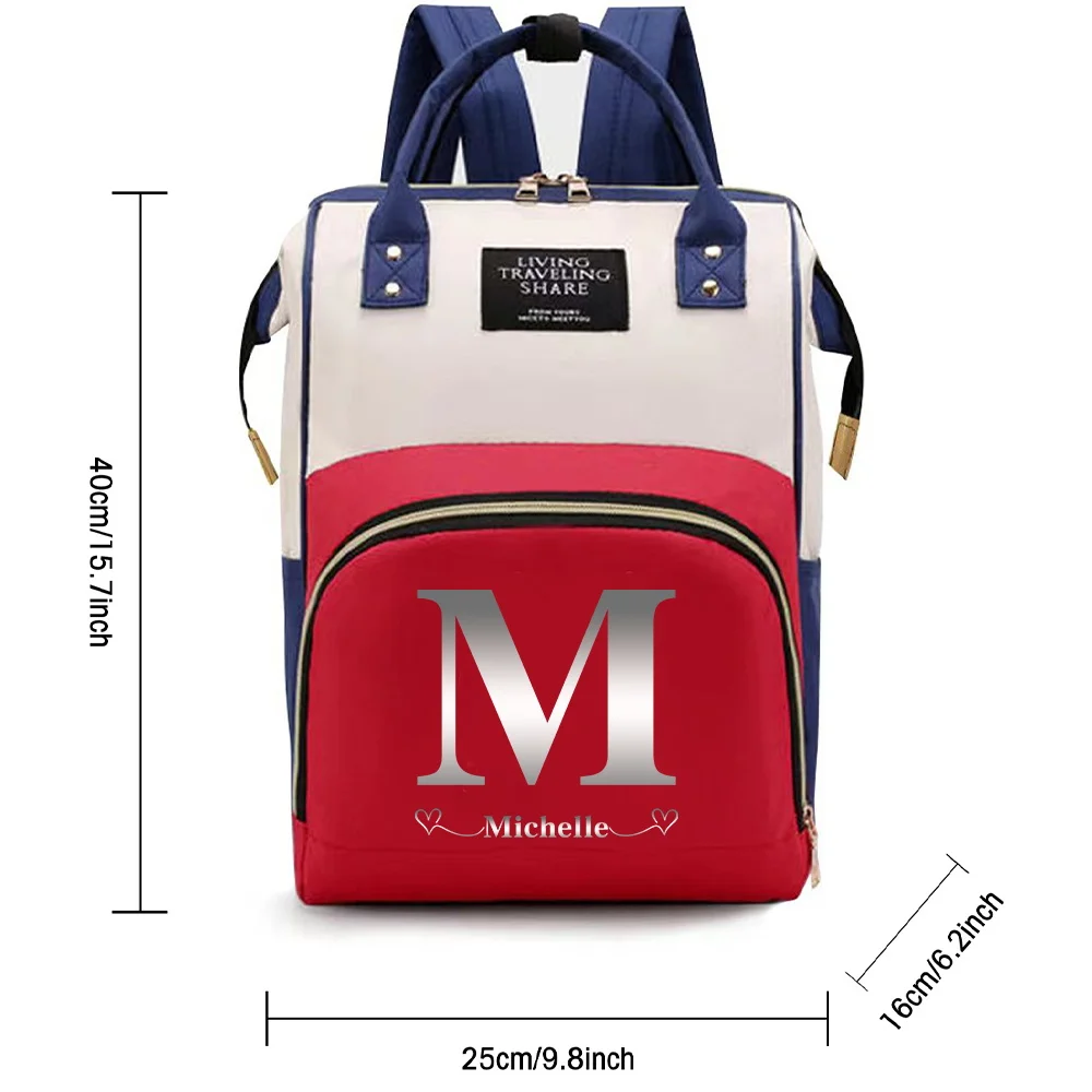 Customized Name Maternity Backpack With compartments Fashion Outing Nappy Changing Bag Travel Tote infant Products Storage pack