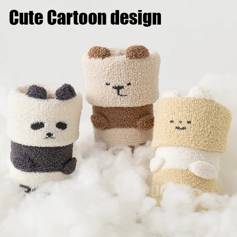 3/5 Pairs Winter Toddler Socks Non Slip Grips Baby Floor Socks Soft Warm Thicked Newborn Socks for Baby Indoor Walking