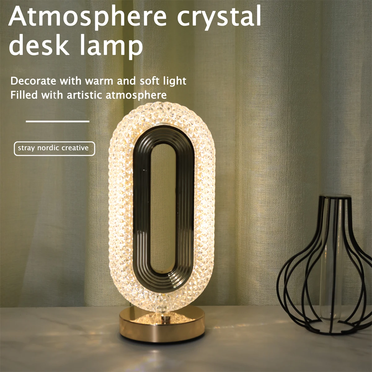 USB Runway Crystal Table Light Charging Touch Three Color Atmosphere Light Bedroom and Living Room Decorative Atmosphere Light