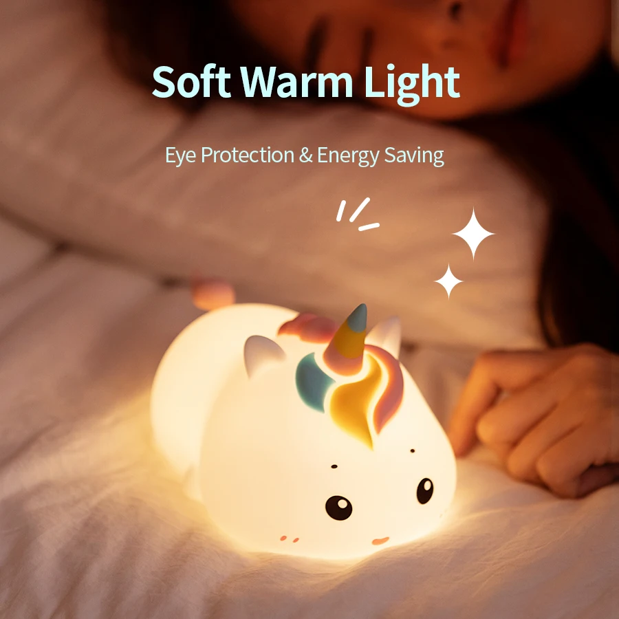 Sạc USB Đêm Đèn Chạy Bằng Pin Đèn Ngủ Led Đèn Cho Phòng Kỳ Lân Trang Trí Phòng Ngủ Từ Xa Con Nightlight