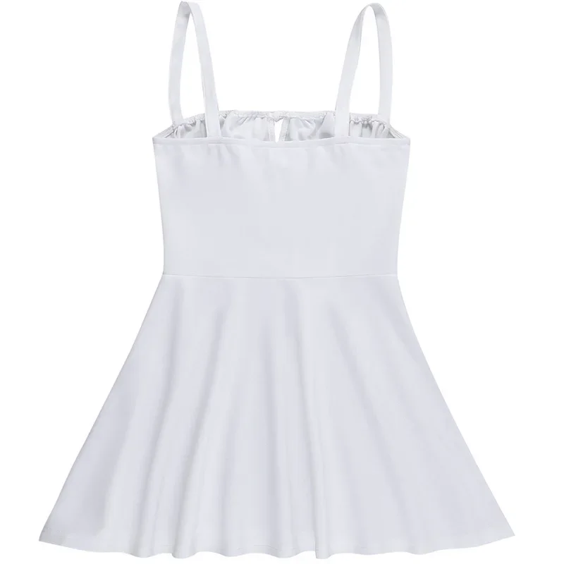 Elegante verão rendas até vestido branco cinta de espaguete uma linha vestidos de festa de aniversário com desossa vestido espartilho feminino 2023