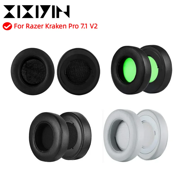 استبدال البروتين الجلد الذاكرة الإسفنج بطانة للأذن مع مشبك ل Razer Kraken Pro V2 7.1 v2 سماعات رغوة الذاكرة وسادات الأذن #2