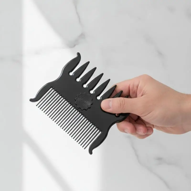 Men Dual Tooth Oil Head Styling Comb Soft Bristle Detangle Fade Hair Comb for Home Barber Shop Daily Use