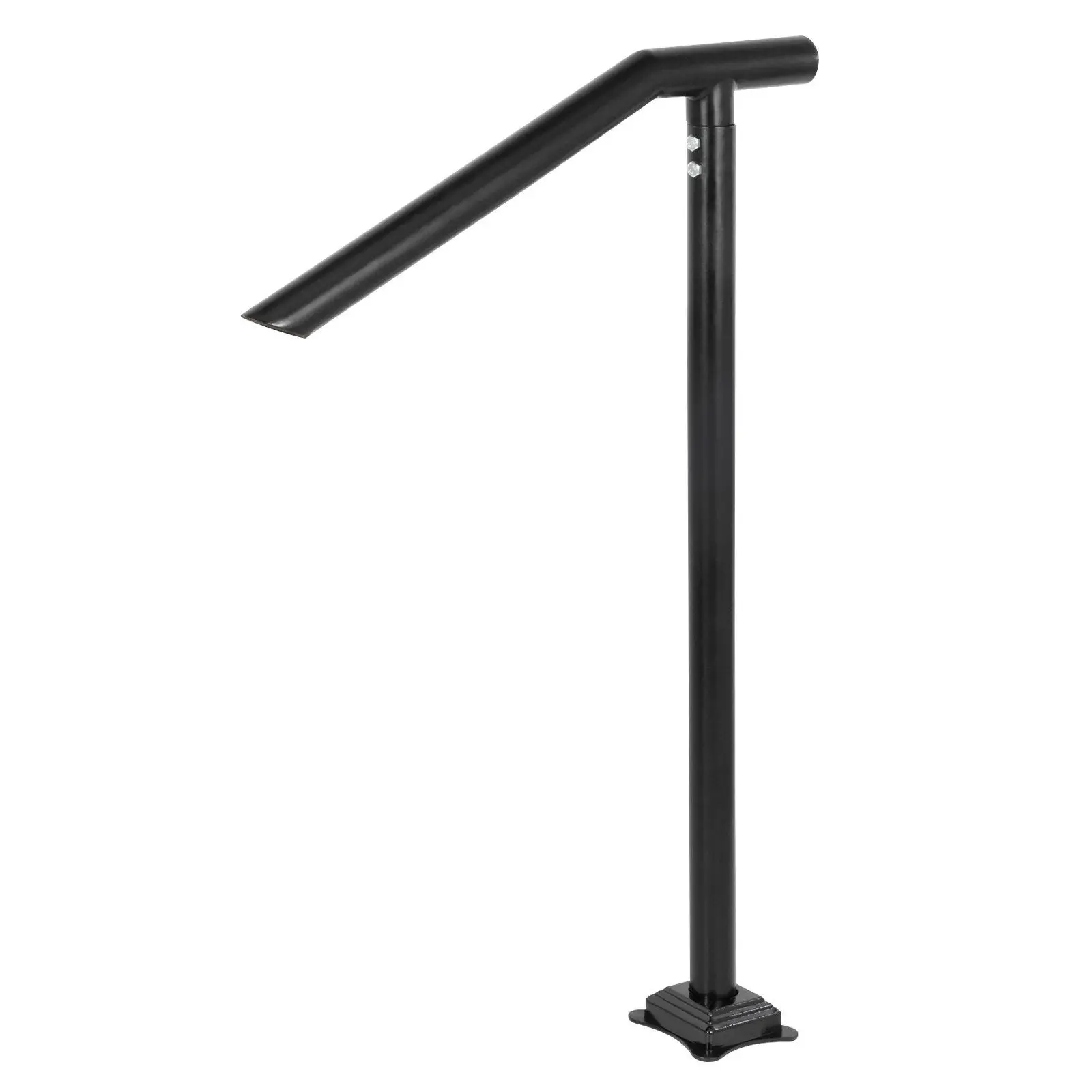 

Robust Floor-Mounted Handrail for 2-3 Steps 441lb Load 101.5cm Height Iron Black Railing