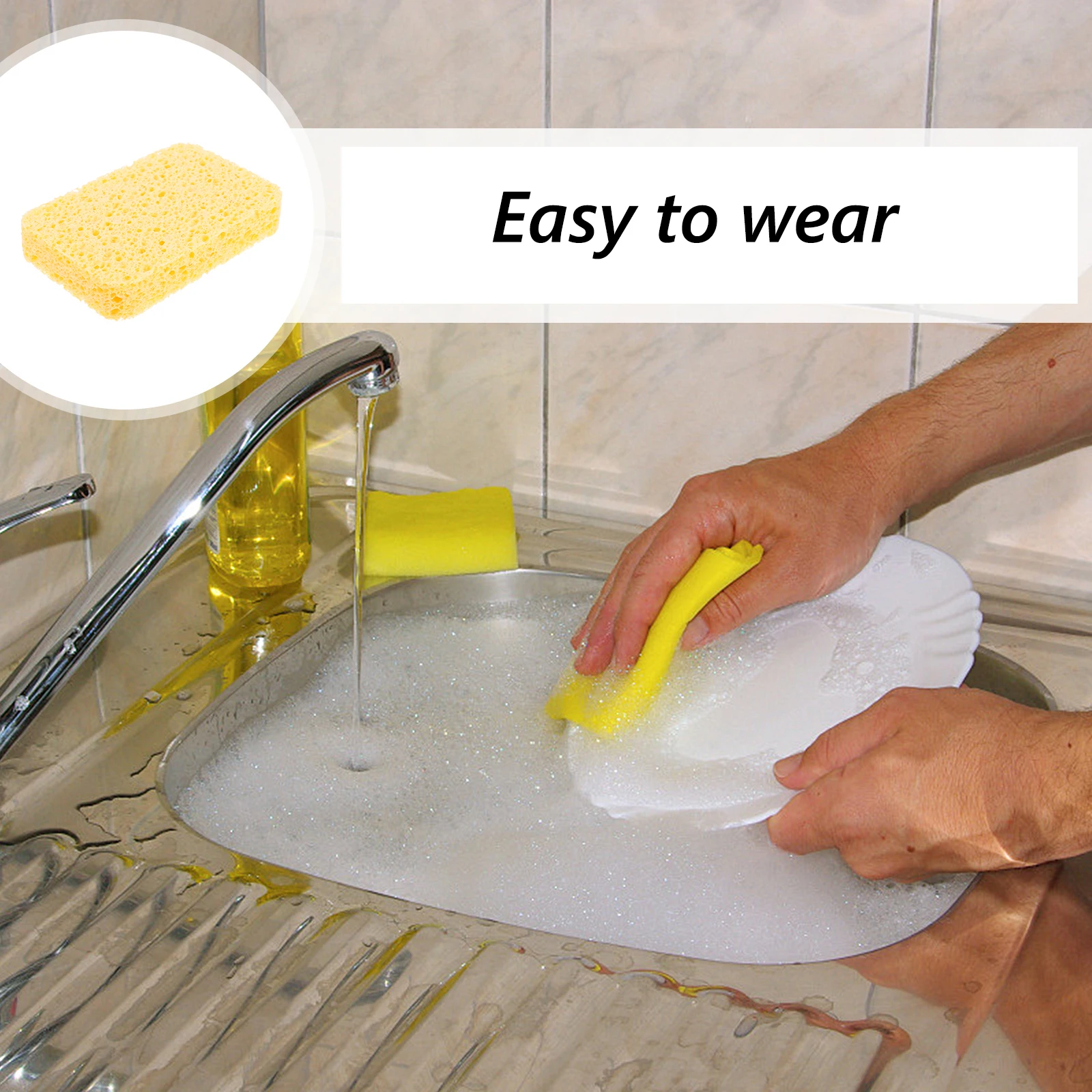 

4pcs Wood Pulp Dishwashing Sponge Cleaning Sponges Natural Cotton Cellulose Scrub Kitchen Tool Decontamination Pad Durability