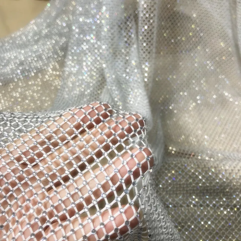 1x1.2m Shiny Rhinestones Mesh Applique Trim Fabric with Rhinestones Crystal  Sewing Strass Crystal Tape Net for Diy Ribbon Dress