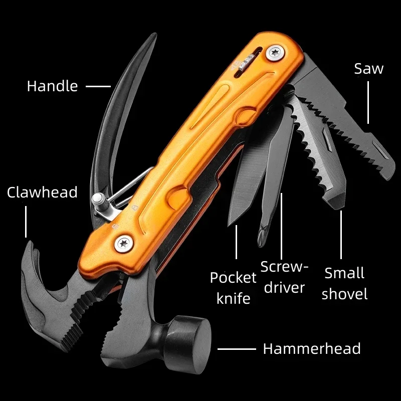 Multifunctional Jaw Claw Hammer Tool Car Life-saving Emergency Knife Plier Camping Equipment EDC Gear Hiking Accessory Outdoor