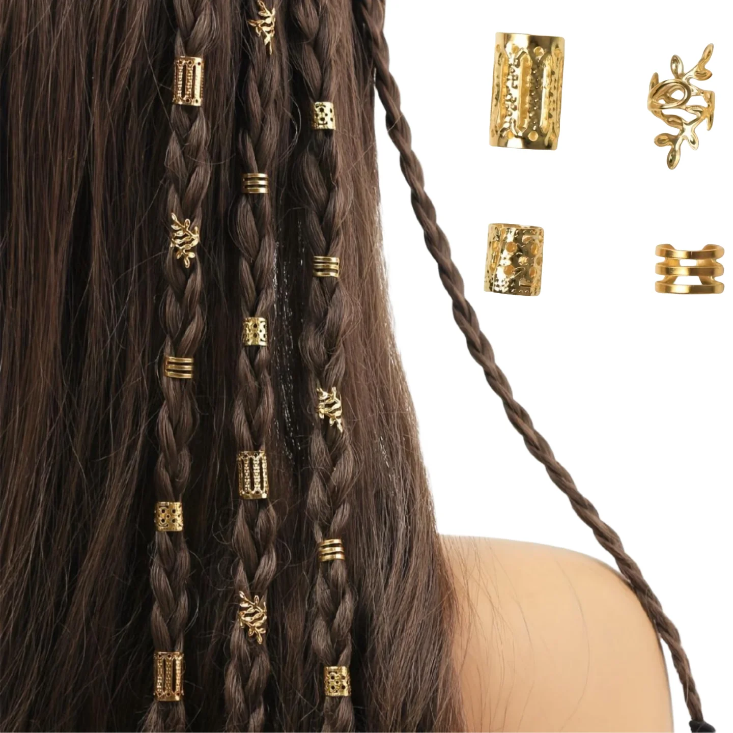 40PCS/Set Elegant Hollow Out Hair Rings With Different Patterns For Women Girls DIY Hair Accessories Loc Hair Jewelry for Braids