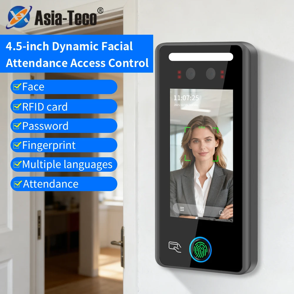 4.5-inch Standard Multiple Languages Facial RFID Attendance For Gate Turnstile Biometric Electronic Unlock Office Door Control