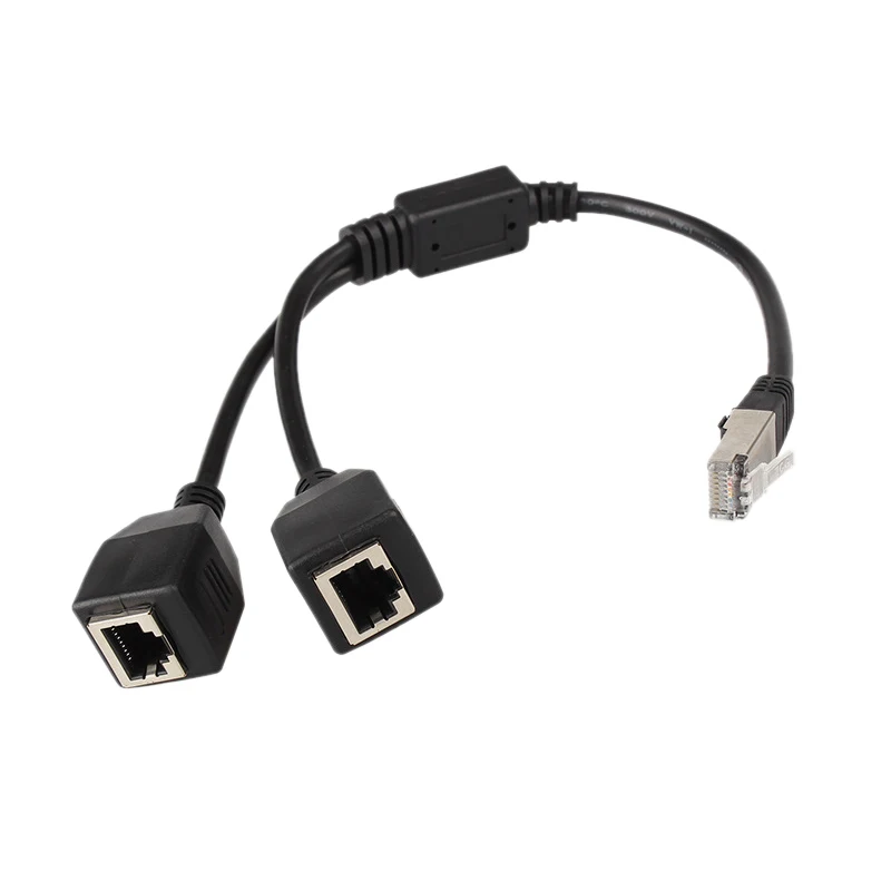 Kabel rozdzielający Ethernet RJ45, kabel połączeniowy Ethernet 1 męski na 2 żeńskie, odpowiedni adapter gniazda Ethernet Cat5, Cat6 LAN