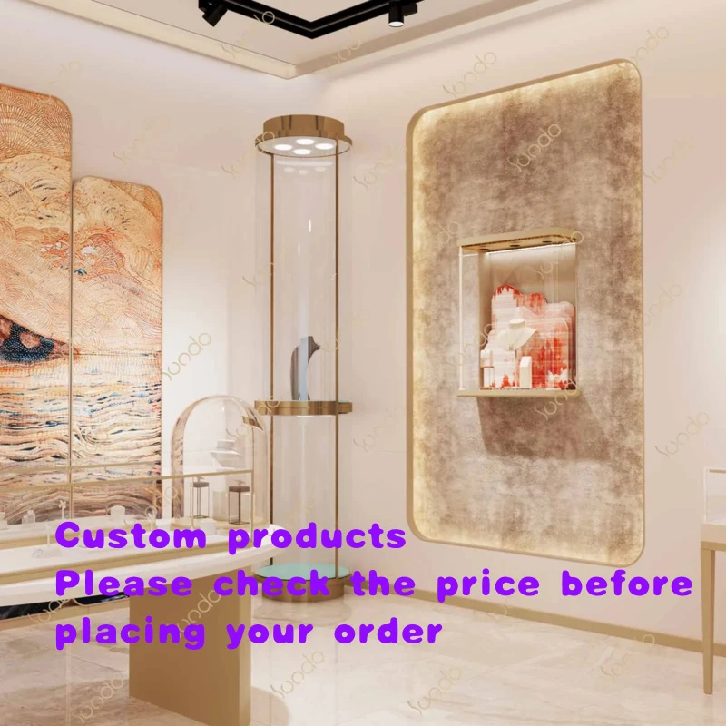 

custom.Lockable Jewelry Showcase Jewellery Display Full Length Led Stainless Steel Glass Standing Mirror Jewelry Cabi