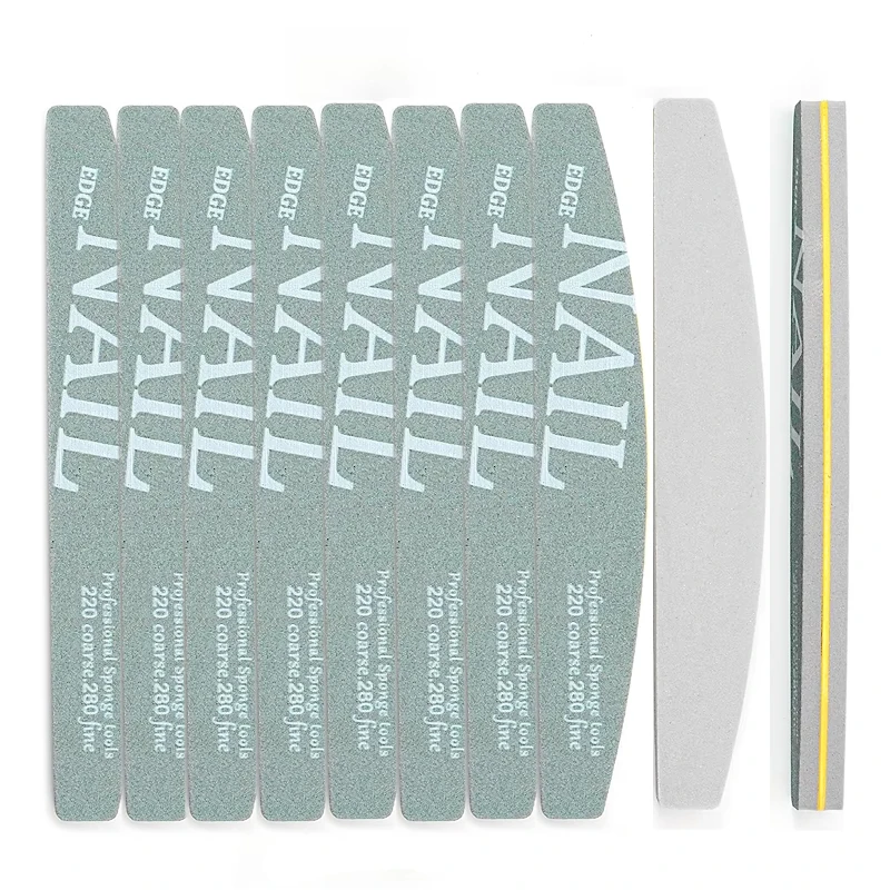 

50Pcs Nail File 100/180 280/220 Grit Sponge Sanding Buffer Block Pedicure Green-gray Two-sided Polishing Manicure Care Tools