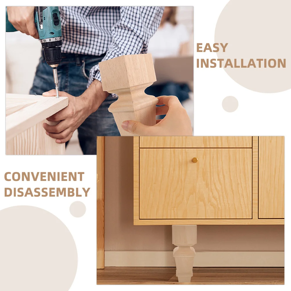 

2pcs Wooden Cabinet Solid Wood Table Feet Replacement Furniture Legs For Sofa Bed Dresser Coffee Table Short Legs