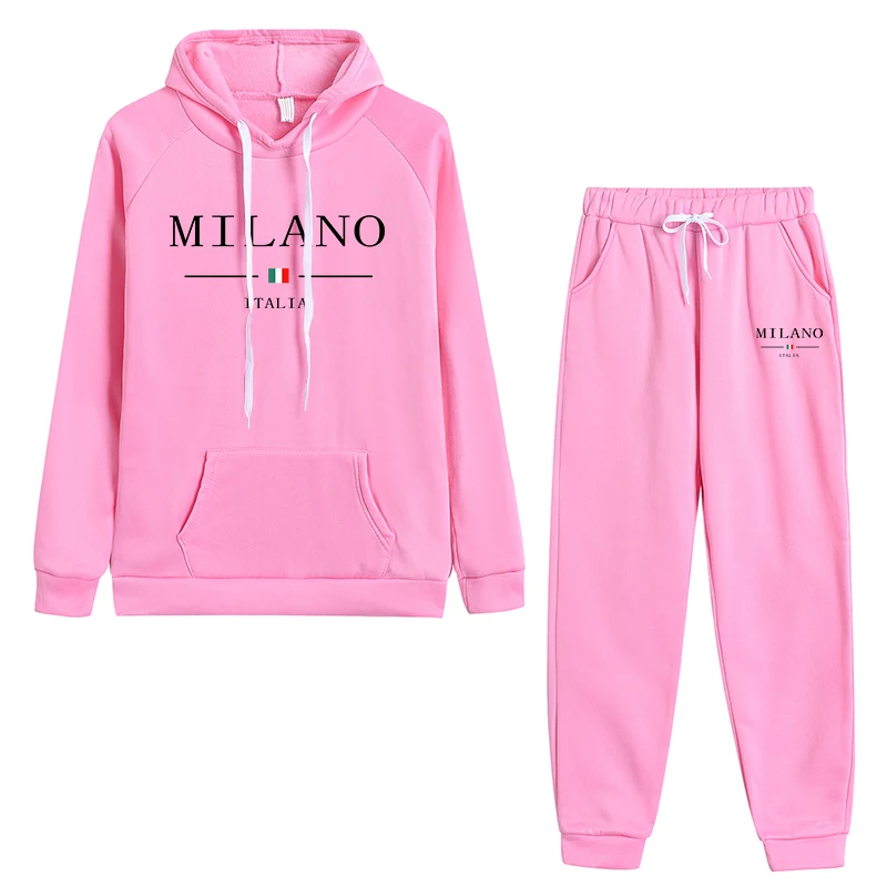 2025 New Arrival Women's Tracksuit Italy Milan Printed Hoodie and Sweatpants High Quality Ladies Daily Casual Sport Jogging Suit