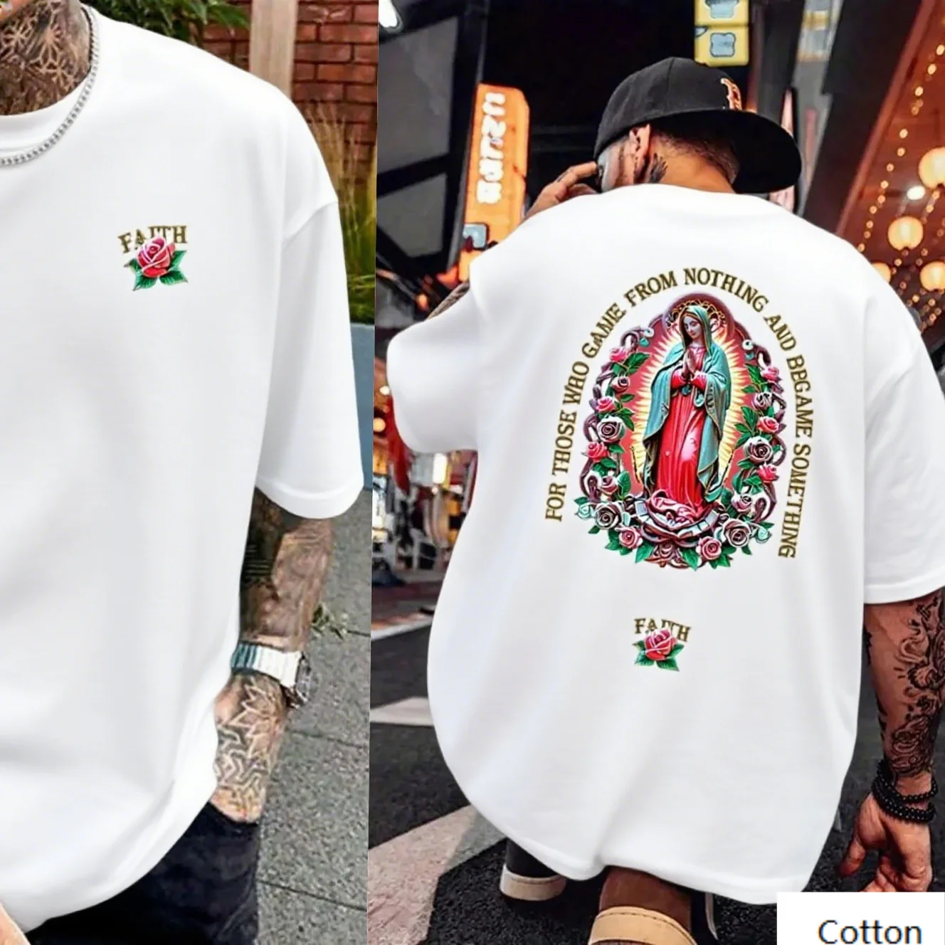 

Мужская хлопковая футболка с изображением Девы Марии и мотивационной духовной и модной эстетикой, отлично подходит для повседневного использования и вдохновляющих