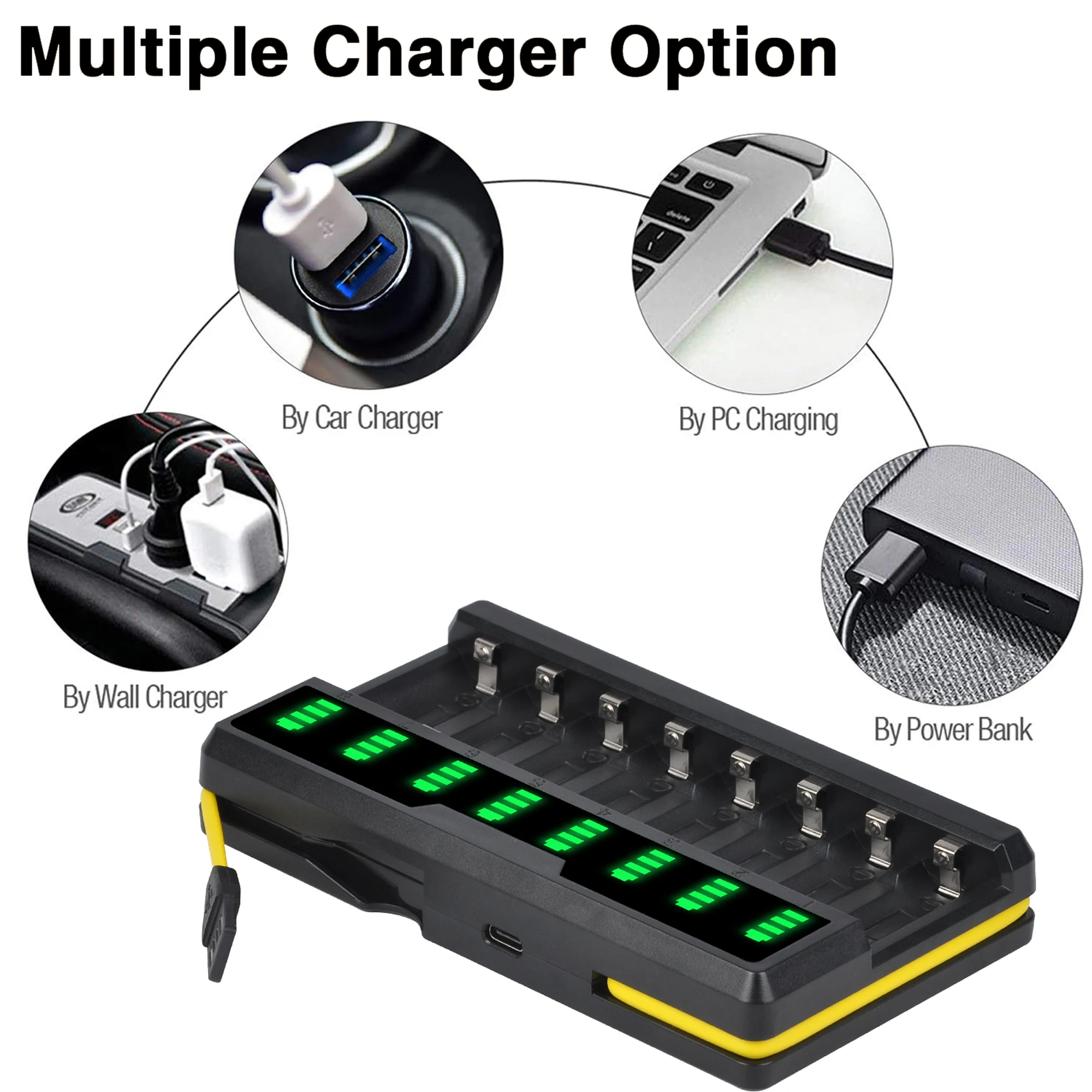 3.7V 750mAh Rechargeable 16340 CR123A Battery, 8-Slots LED USB Charger for Arlo Wireless Cameras VMC3030 VMK3200 VMS3330 3430