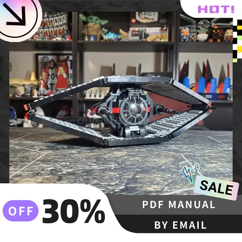 [744 peças] conjunto de blocos de construção criativos moc novo starfighter personalizado haste brinquedos educativos kit de modelo de construção presentes de aniversário