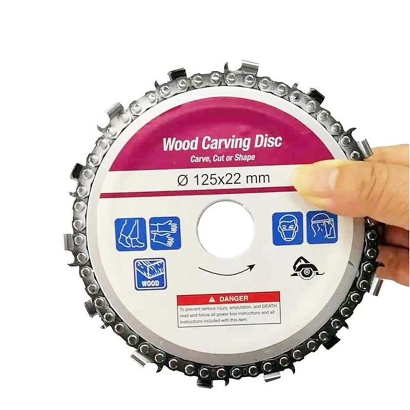 Eyech 5 Inch Chain Disc Wood Carving Disc Circular Saw Blade And Chain 22 Tooth Fine Shaping Disc For 100/115mm Angle Gr