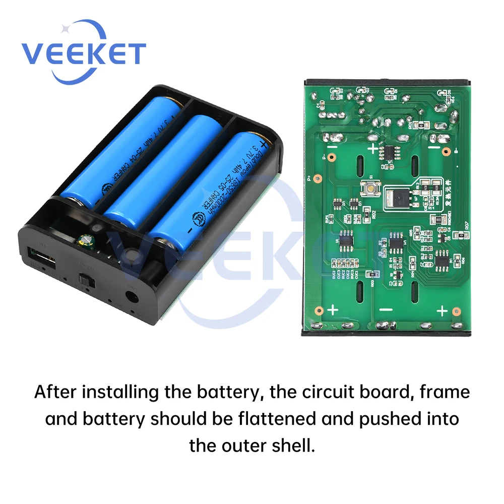 

Power Bank Battery Box DC 5V 12V Dual Output Tandem Rechargeable Battery Pack 3 Sections 18650 Welding-Free DIY Kit with Switch