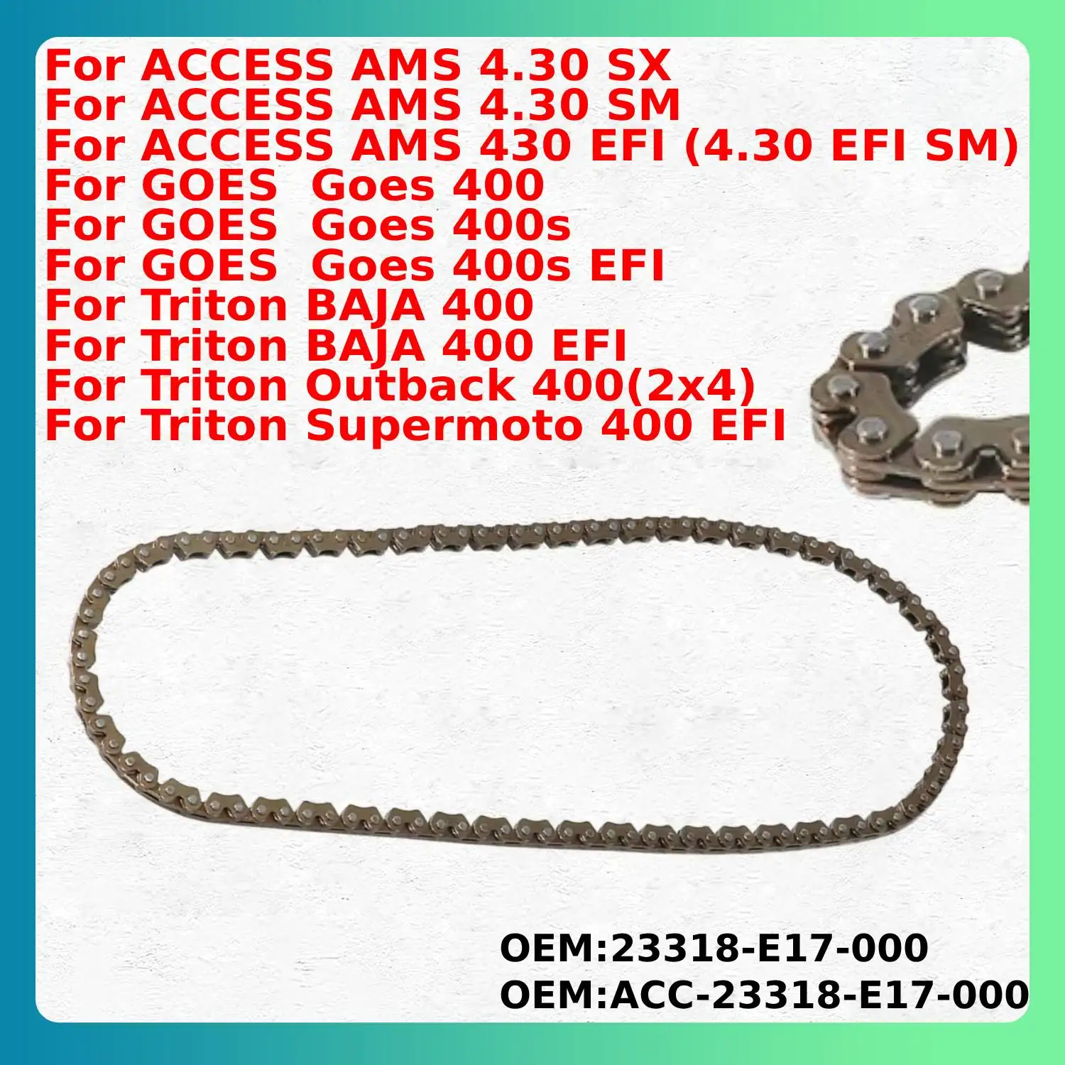 

Motorcycle Cam Timing Small Roller Chain For ACCESS AMS 4.30 SX SM 430 EFI OEM:23318-E17-000 OEM:ACC-23318-E17-000