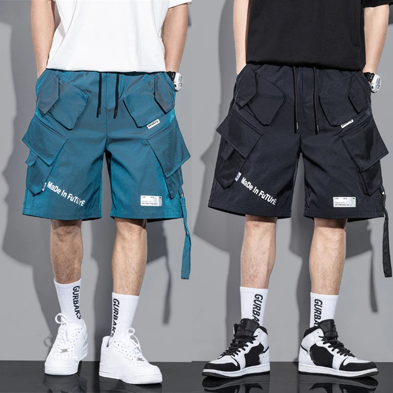 

Casual Summer Short Pants Men Hip Hop Trend Multi-pocket Cargo Pants Men's Joggers Knee Length Pants 2022