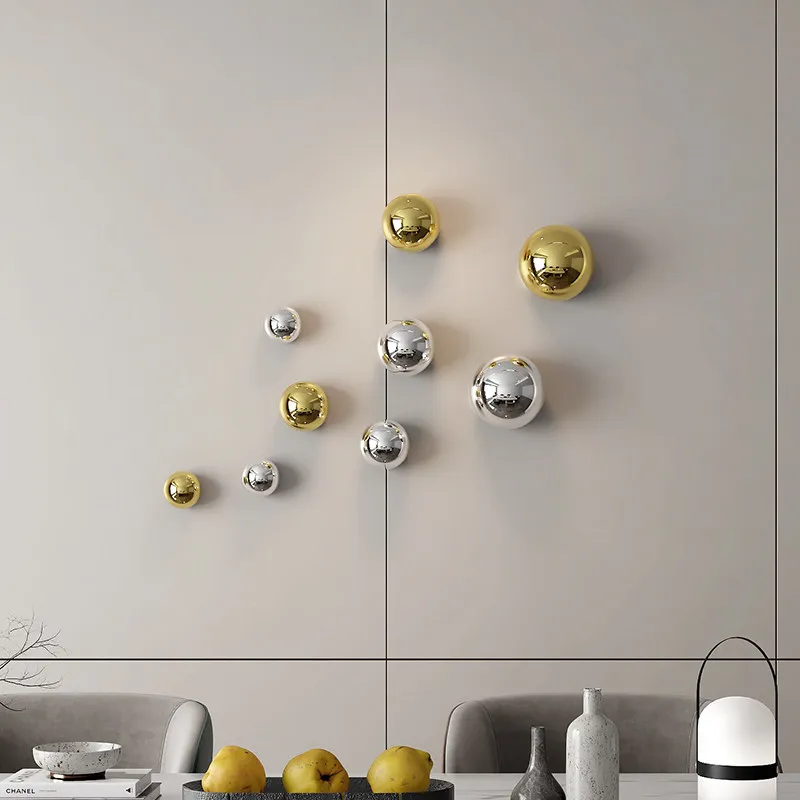 Modern Round Plastic Sphere Wall Hanging Stereo Wall Sculpture Simple Living Room TV Background Wall Home Decor Ornament Pendant