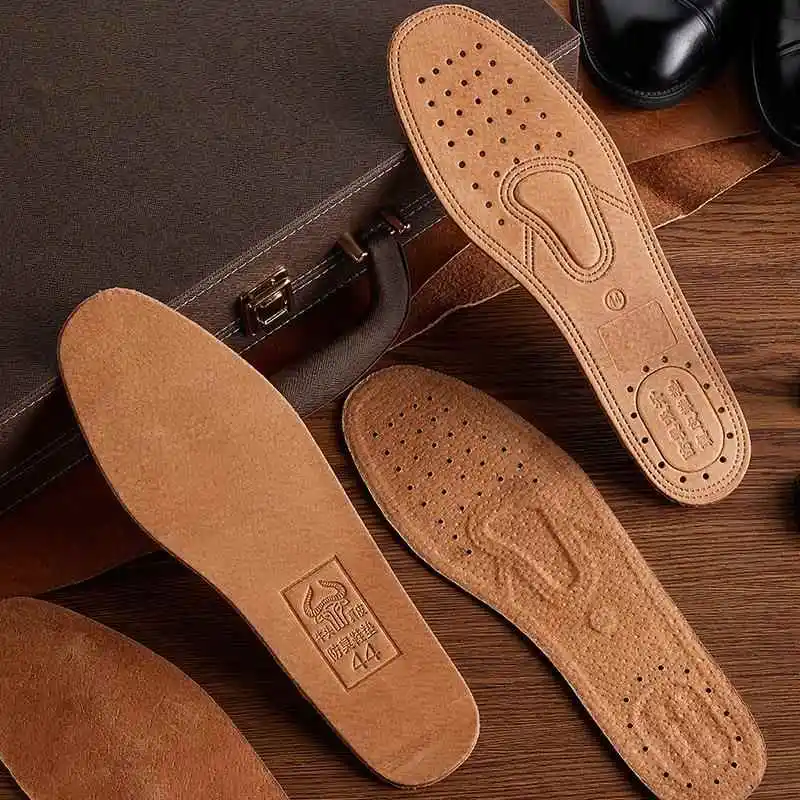 Thickened Top Layer Pig Skin Cowhide Shoe Insoles Breathable Anti Sweat for Men Spring Season Genuine Leather Shoes Accessories