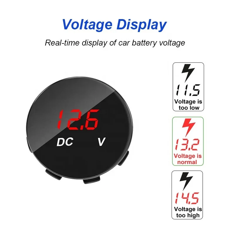 Voltímetro carro impermeável, medidor Mini Display Digital, medidor de tensão, DC 12-24 V