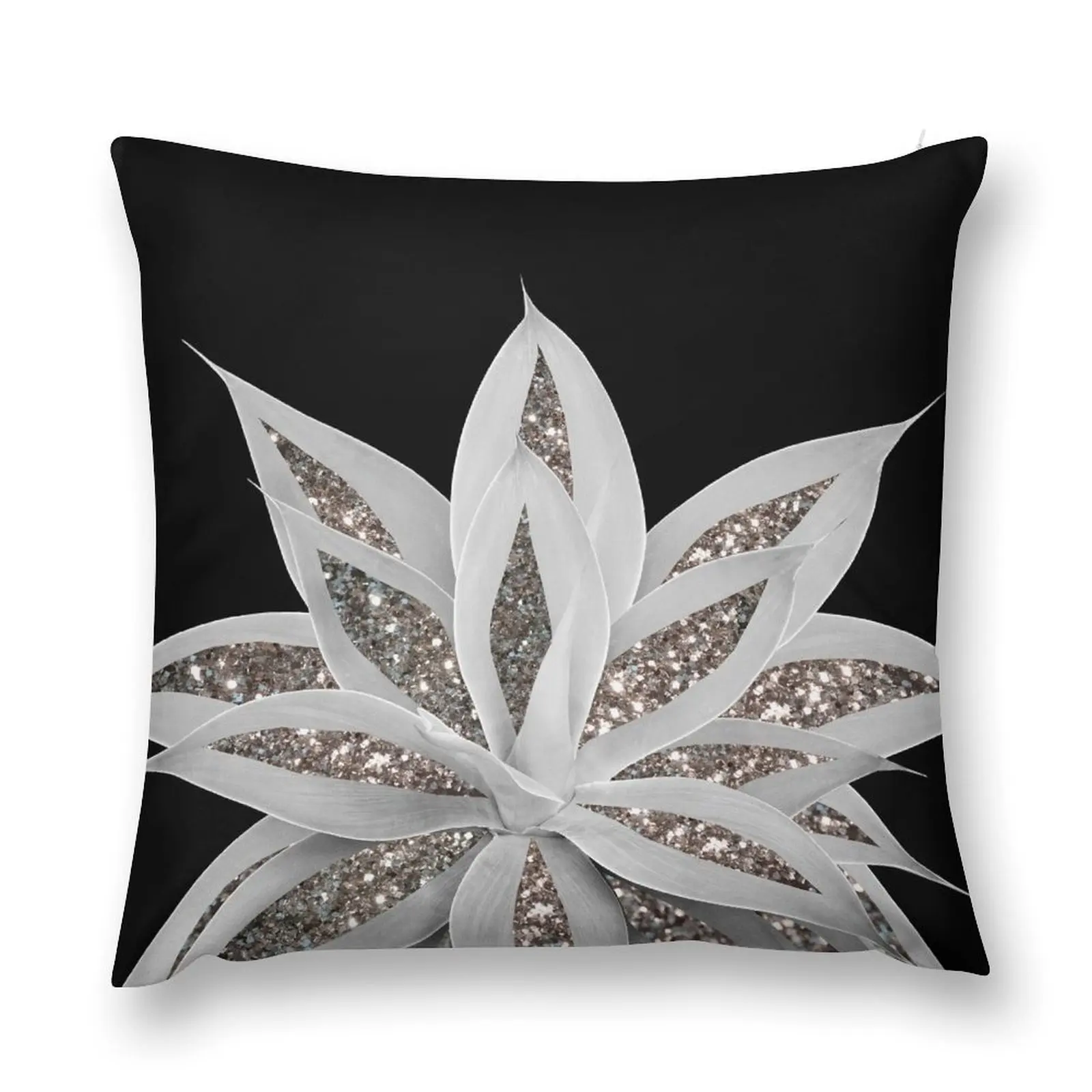 Gray Agave with Silver Glam #1 (Photo of Glitter Only - Not Reflective) Throw Pillow Luxury Pillow Case Pillowcases pillow